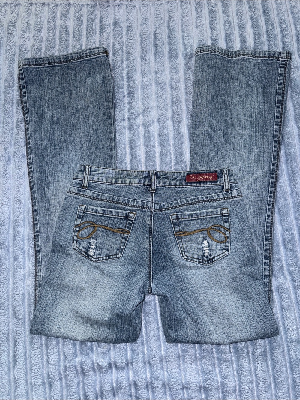 Y2K Foxy Jeans Low-Rise Bootcut Flare Denim Pants – Light Wash